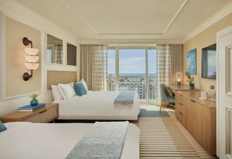Mobility/Hearing Accessible Partial Ocean View Two Queens, Tub